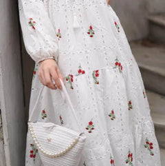 Nalia Embroidered Dress - White