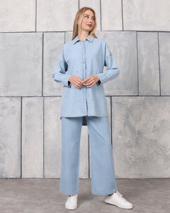 Anisa 2 PC Denim Set - Light Blue