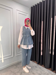 Ghalia 3 PC Denim Set - Light Blue