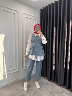 Ghalia 3 PC Denim Set - Light Blue