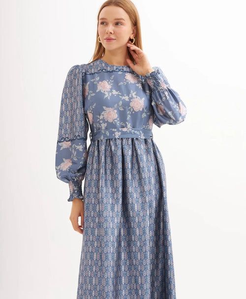 Layana Floral Dress - Blue