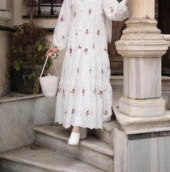 Nalia Embroidered Dress - White